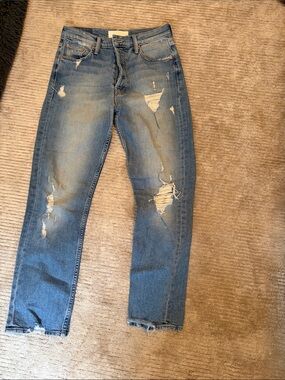 Mother Women’s  Distressed Blue Denim Jeans